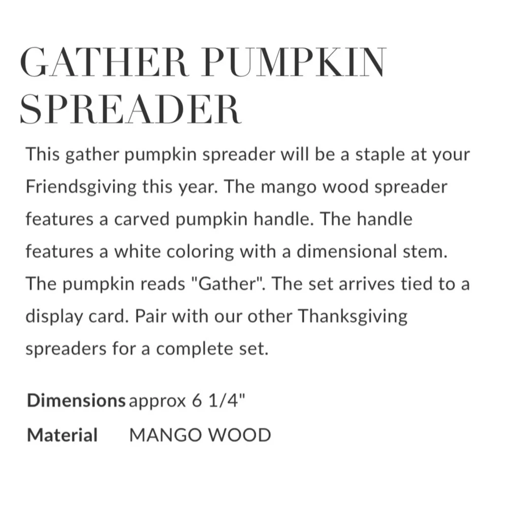 Mud Pie Gather Pumpkin Spreader